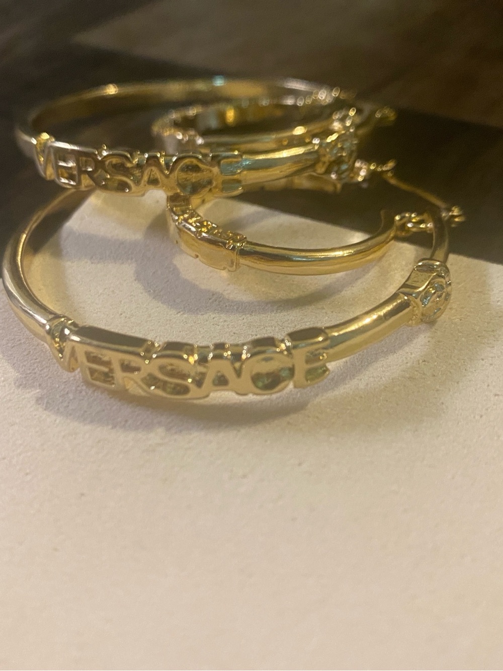 Retro Versace Gold-Tone Double Hoop Earrings